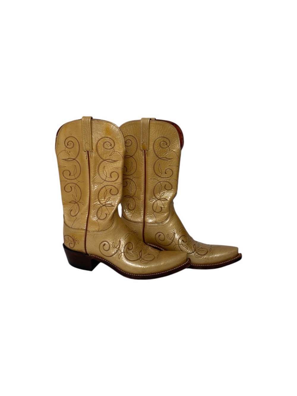 Vintage Gold Yellow Tan Cowboy Boots